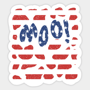 Red White And Moo Cow Funny 4th July Patriotic 2021 Sticker